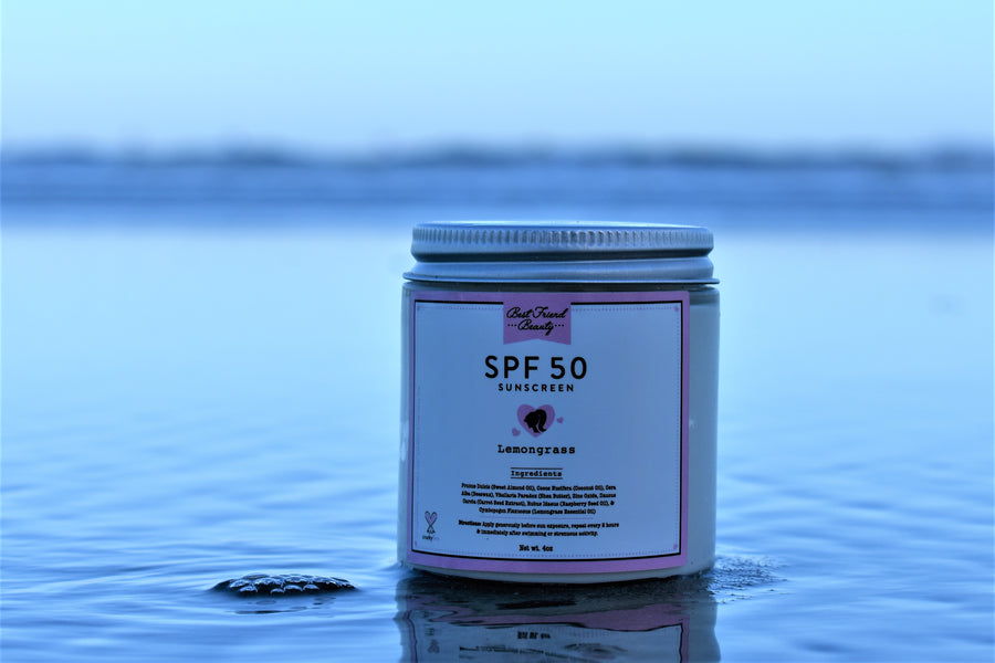 50 SPF Sunscreen - All Natural Organic / Non-Toxic / Reef Safe / Non-Nano Zinc Oxide / 4oz Jar - Net weight 9oz