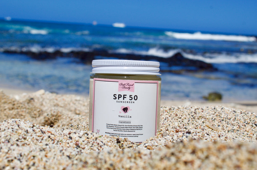 50 SPF Sunscreen - All Natural Organic / Non-Toxic / Reef Safe / Non-Nano Zinc Oxide / 4oz Jar - Net weight 9oz
